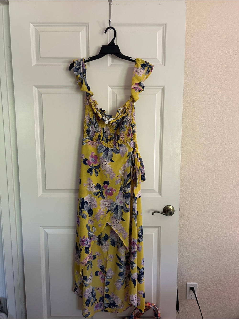 Love Tree Yellow Floral High-Low Wrap Dress